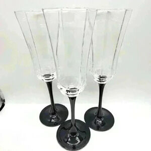 COPY - Vintage Champagne Glasses Luminarc Domino Signature Black by Cristal D'A…
